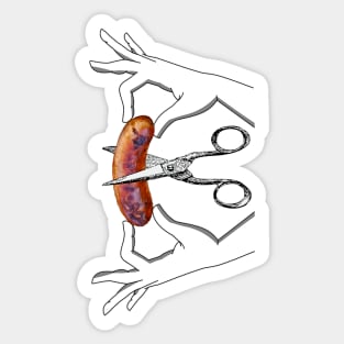 Cut the sausage with shears Sticker